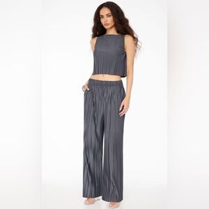 Dynamite Charcoal Wide Leg Pleated Set